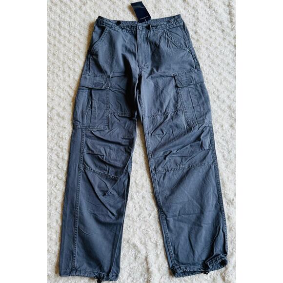 Brandy Melville Womens Jemma Cargo Dark Gray Cotton Pants Small Medium NEW - Picture 2 of 14